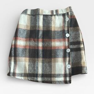 Chic Plaid Kids Skirt with Button Detail - fits 10-12 years
